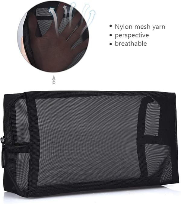 Nylon makeuptaske, mesh kosmetiktaske med lynlås til mænd