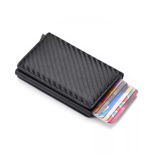 Kulfiber kortholder med RFID- og NFC-beskyttelse til 6 kort - Sort