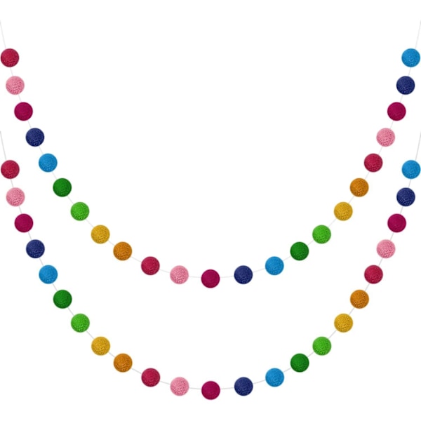 Kulagirland Fargerik Pom Pom Girland Håndlaget 28 Kuler Filtkule Girlander For Vegg Juletre