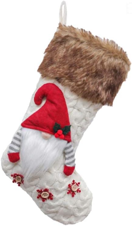 1 st julstrumpa stickad tomte strumpa handhängande strumpa