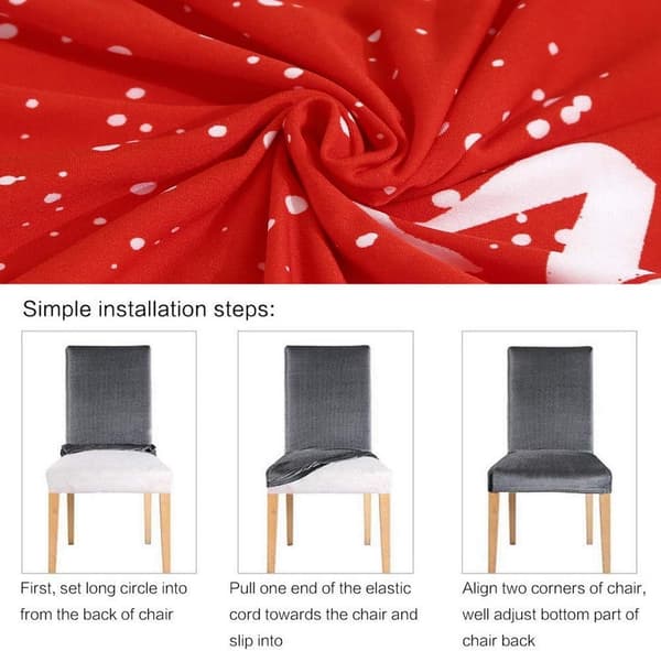 Stoltrekk til spisestue, sett med 4 avtakbare vaskbare stretch-jul
