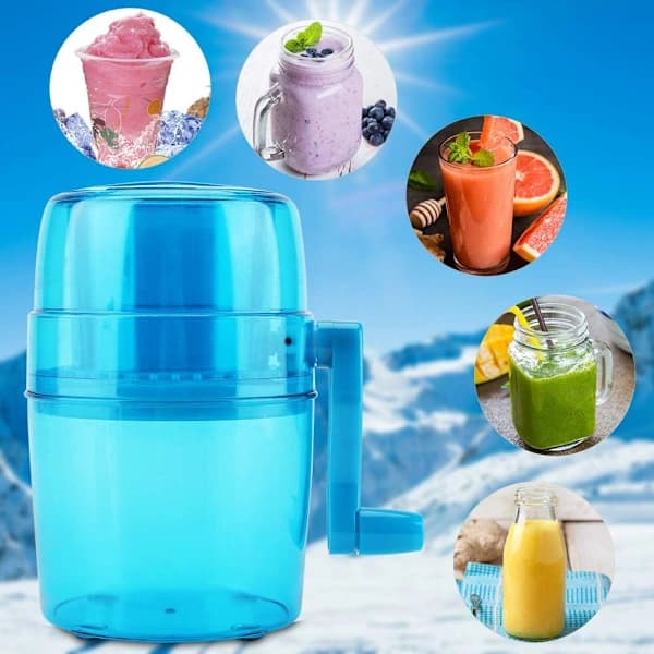 Manual Ice Crusher, 1.1L Hand-Cranked Ice Grinder, Chopper, Portable Ice Maker for Kitchen, Outdoor, Makes Snow Cones-FF-