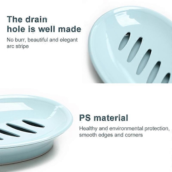 Double Grid Home Bathroom Soap Dish Box Case Holder Container Blue Blue