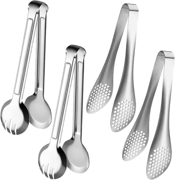 4 ST Serveringstenger 9 Tommer Buffetttenger Rustfritt Stål Serveringsredskaper for Salatbuffet Forrett Dessert Matfester, Sølv
