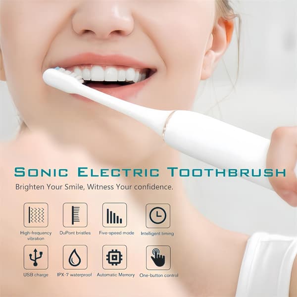 Intelligent Fully Automatic Electric Toothbrush, Soft Bristle Toothbrush for Adults, Six Vibration Frequency Cleaning Modes