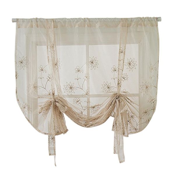Justerbara Broderade Mörkläggningsgardiner Fönsterpanel för Vardagsrum Sovrum Kök Badrum Tieback Gardiner-60*120cm
