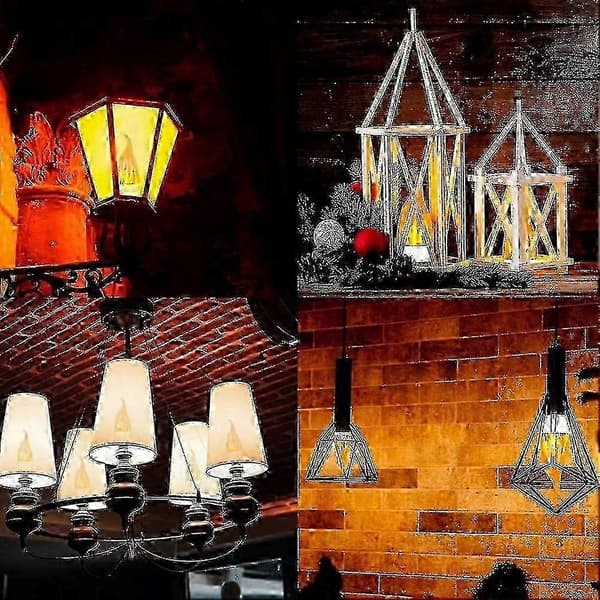 4-pakning 3W E14 LED-flammepære, dekorativ lampe med 3 lysmoduser