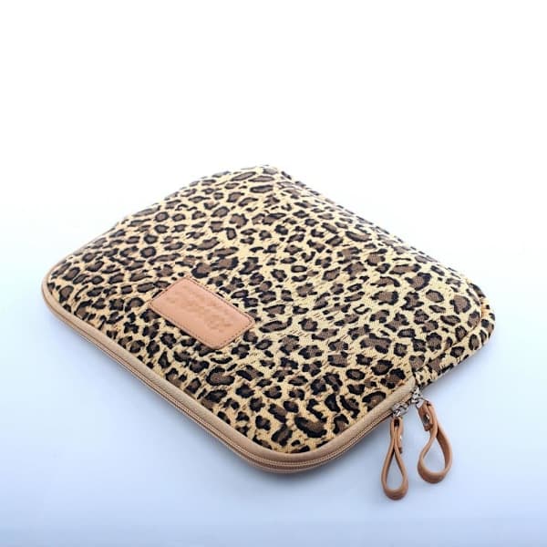 Trendy Leopard Print 15.6-inch Canvas Laptop Sleeve, Protective Bag