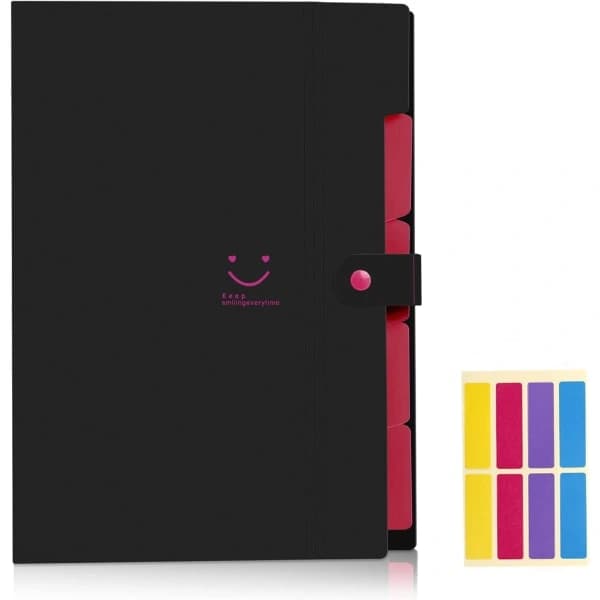 Expanding Folder with Tabs Document A4 Folder Pockets with Buckle for Office, 5 Compartments