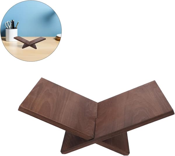 Solid Wood Bookshelf for Desk Display Cookbook Stand Reading Holder Magazine Rack Open Shelf
