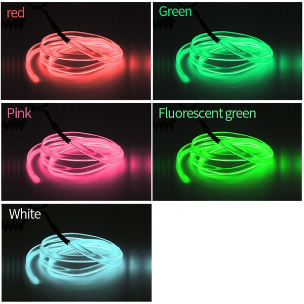 Auton tunnelmavalo Koristeellinen Helppo asentaa DIY Auton sisustus LED-johdotus Neon-valonauha Yhteensopiva Holiday 5 m Fluoresoiva vihreä 5 m Fluorescent Green