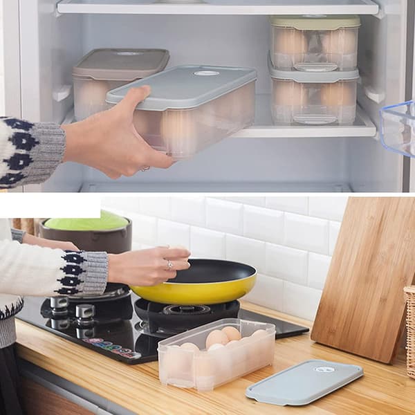 Egg Container Refrigerator, Plastic Egg Box Storage for 20 Eggs Box Egg Storage Plastic Egg Trays with Lid, for Kitchen / Camping (Double Layer)