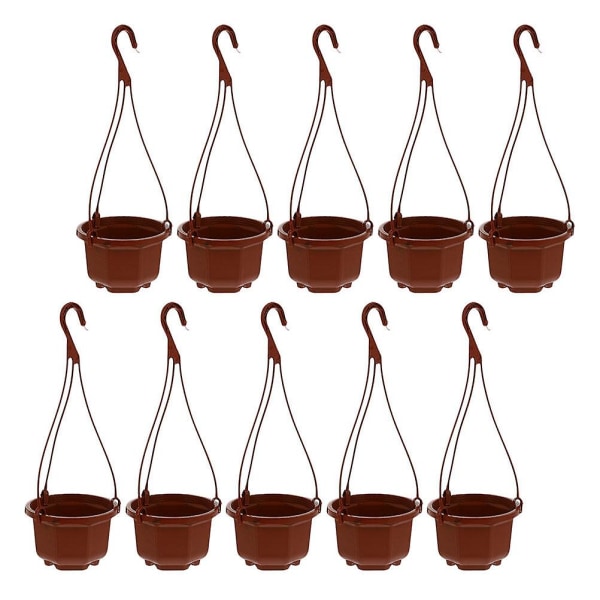 10 Set Väggmonterade Planteringskorgar Hängande Planteringskorgar Trädgårdsplanteringskorgar Lanthus Väggblomkorgar Dark Red 25X9.8CM