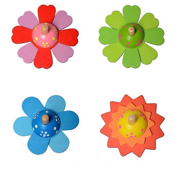 Söt Trä Snurra med Målade Blommor Snurrande Leksaker Trä Klassiska Leksaker Spel Barn Lärande Leksaker Pedagogiska Leksaker Barnpresenter Grön