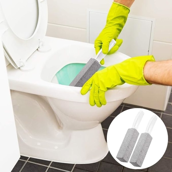 2-paks toalettrenser hardtvannsoppsamlingsfjerner med ergonomisk håndtak, toalettskål flekkringfjerner, pimpstein til