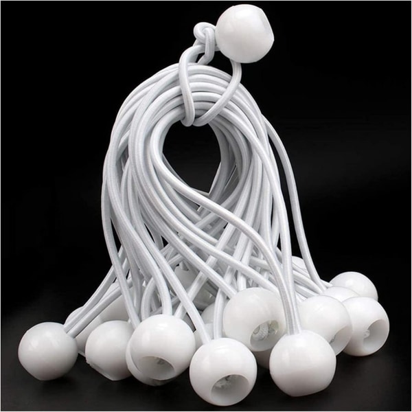 Vita Tunga 20-pack 20 cm Väderbeständiga 5 mm Tjocka för Camping Tarp Lasttält - Bungee-snöre Tungt Tarp Bungee-snören