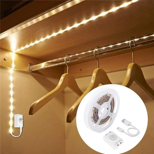 Rechargeable Wardrobe, Alarm Clock Night Light LED Strip Light, Motion