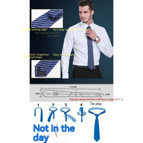 Affärsklädsel 8 cm slips, handslips för män, professionell himmelsblå fint rutnät N002, ett stycke