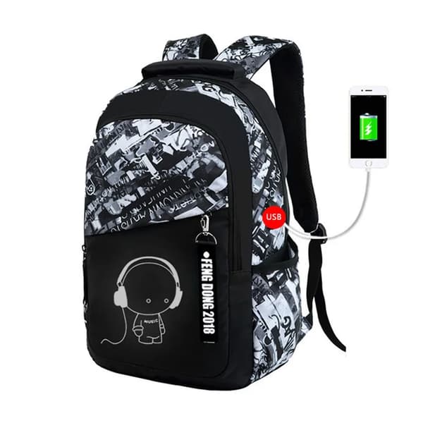 Large School Backpack for Teenage Boys and University Students, Luminous Backpack Blue Blue