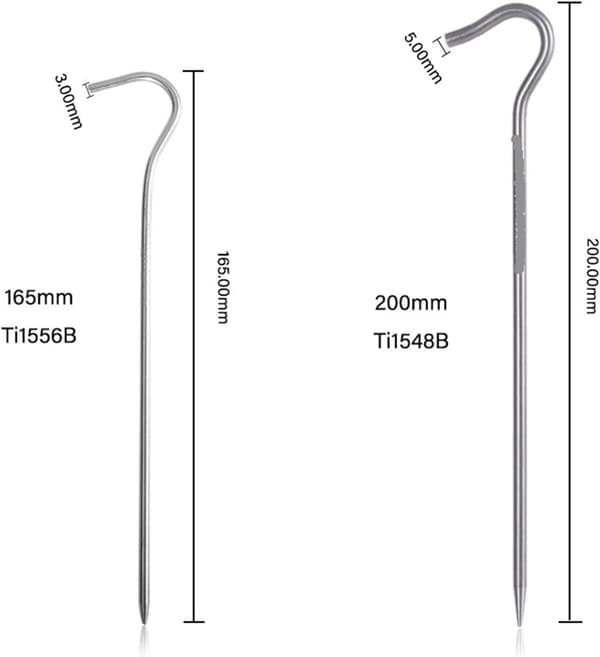 16,5 cm teltplugger i titan for camping, ultralette teltplugger, 20 cm bærbare teltspiker for utendørs bruk, gressmateriale for markplugger
