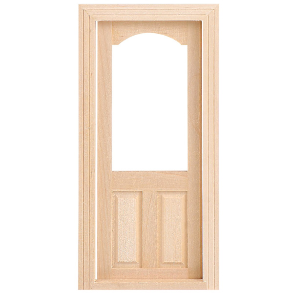 1 kpl 1:12 Ovi Muotti DIY Nuken Talo Sisustus Mini Puinen Ovi Lasi-Ikkunalla 8x9x1.5cm