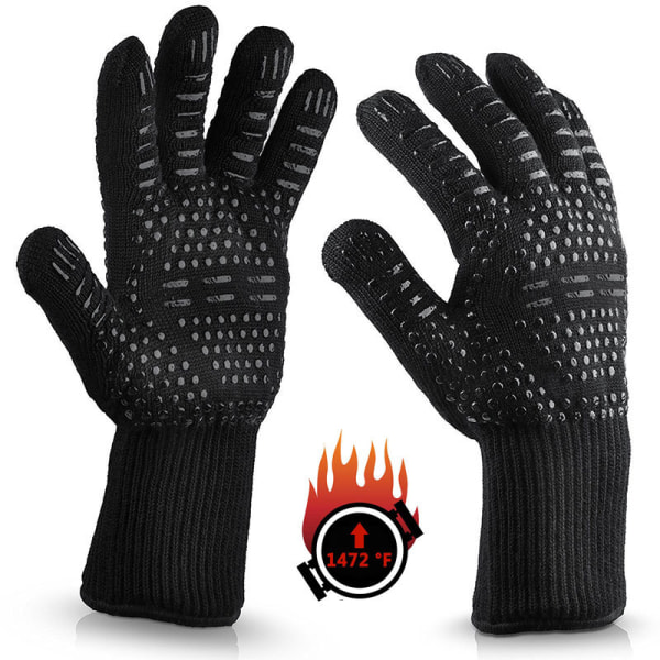 BBQ Gloves Oven Mitt Käsisuojaus grillaukseen, tulelle, mikroaaltouuniin ja muihin keittiötöihin