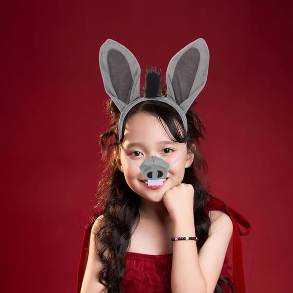 Donkey Costume Set with Comfortable Nose and Bow Tie for Masquerade and Theme Events