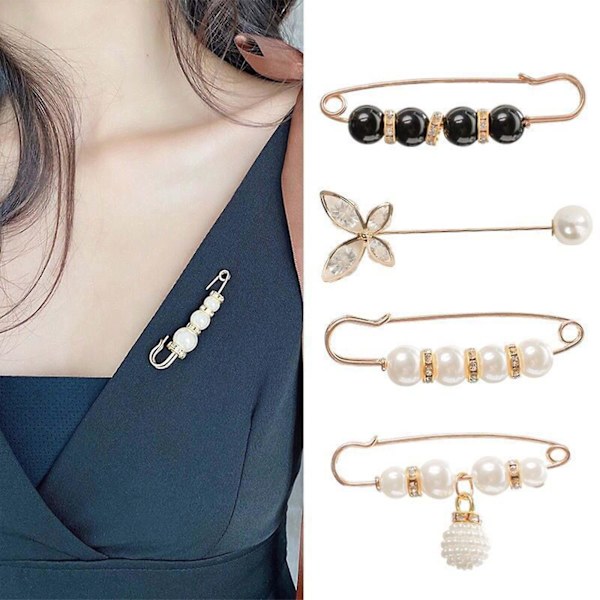 4 kpl Anti-light Pearl Brooch Elegant Diamond-encrusted Pin Vyötärö Solki Meal Prep Container Meal Cont