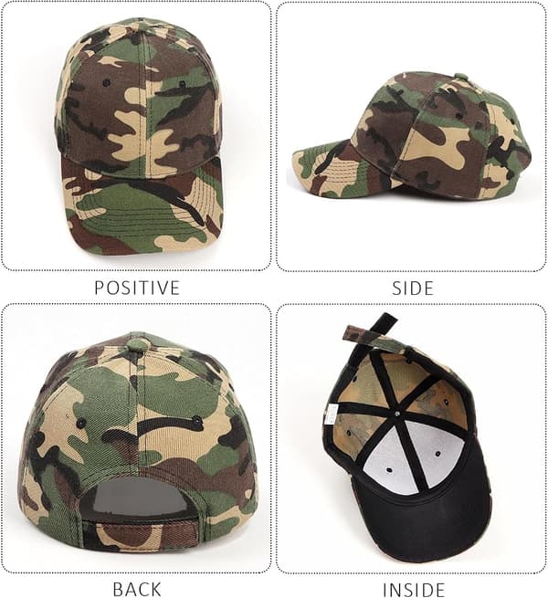 Stykker Camouflage Baseballkasketter, Børnehatte til Børn, Justerbar Snapback Solhat, Udendørs Solhat, Sommer Casual Hat