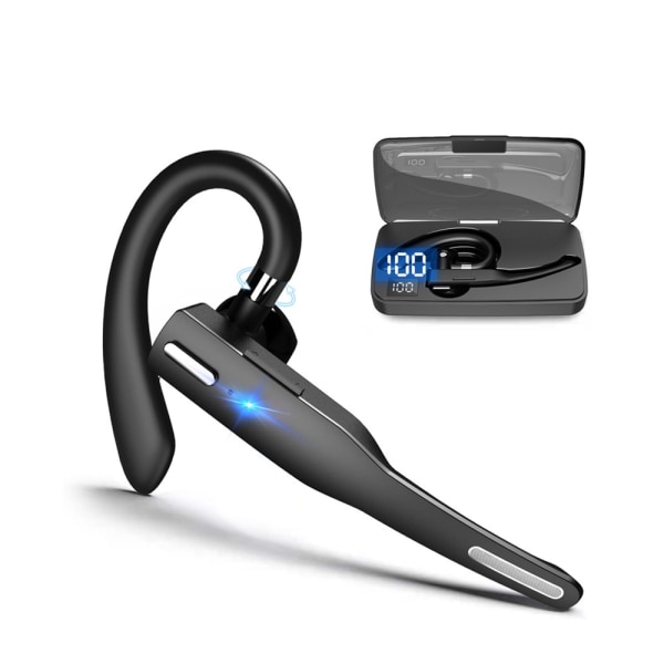 Bluetooth-headset til mobiltelefon trådløst ørestykke med LED-skærm 450mAh trådløs opladningsetui, håndfri enkelt øre
