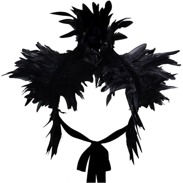 Gotisk viktoriansk naturlig fjäder Crossbody axelrem Party Halloween Tie Bib