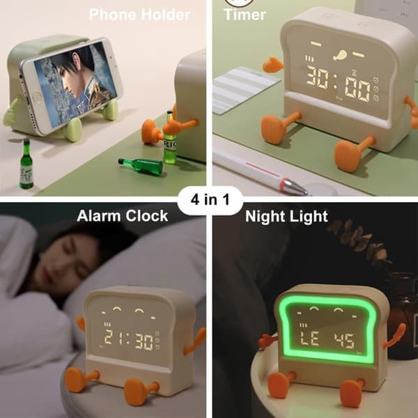 4-in-1 Kids Alarm Clock - With Timer, Colorful Night Light, Countdown & Alarm Clock