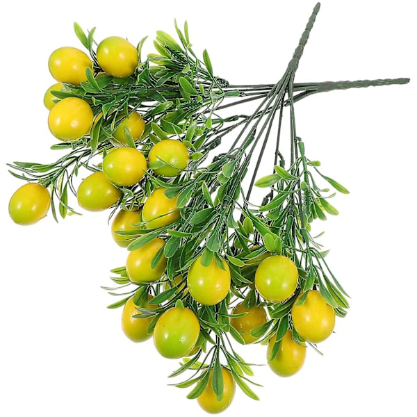 2 stk. Kunstige Citrontrægren Fake Frugtgrene Faux Citron Gren Arrangement Til Hjemmet Gul 32X1