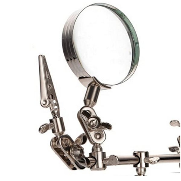 Korun Magnifying Glass, 5X Kiertävä Luppi Koruille ja Tarvikkeille 2 Kiinnitysklipsin Avulla, Auttaa Juottamisessa, Kolmas Käsi Apuväline - 4 Osaa