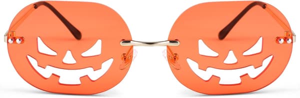 Græskar solbriller til kvinder, rammeløse festlige søde gallafest Halloween-briller, mode ildflamme nuancer (græskar orange)