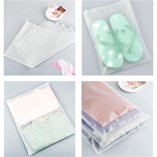 30 Stykker Rejse Opbevaringsposer, Lynlåspose Bagage Organiser Tæt Vandafvisende Pose Transparent Frost Plastik Tøjpose til Kos