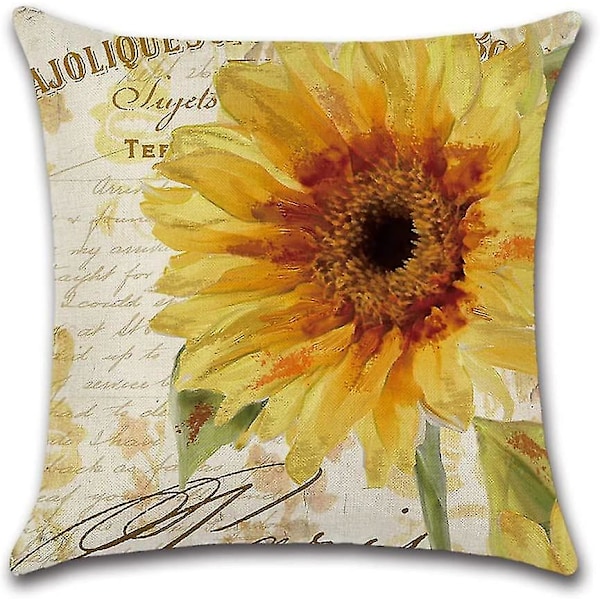 Set med 4 Vattentäta Kuddfodral för Utomhus Dekorativa för Soffa Trädgård 45 X 45 Cm (solrosor)