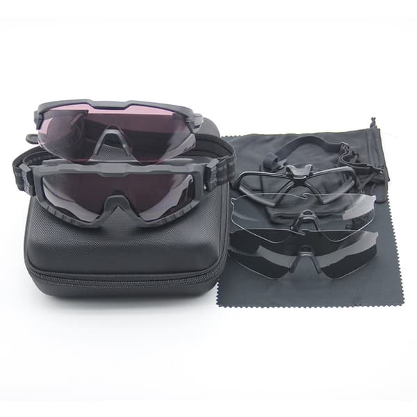 Black Two Frame Four Lens Set Military Alpha Ballistic Goggles Ta