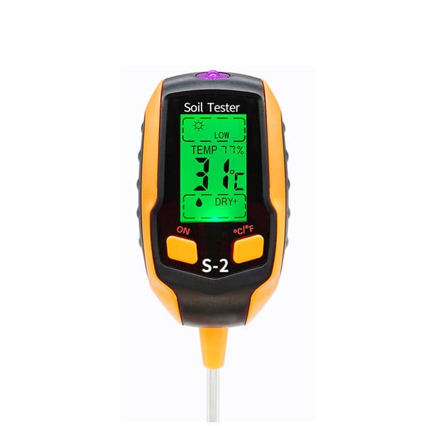 Jord pH-måler 4 i 1 Digital jordfugtighedstester Plantetermometer