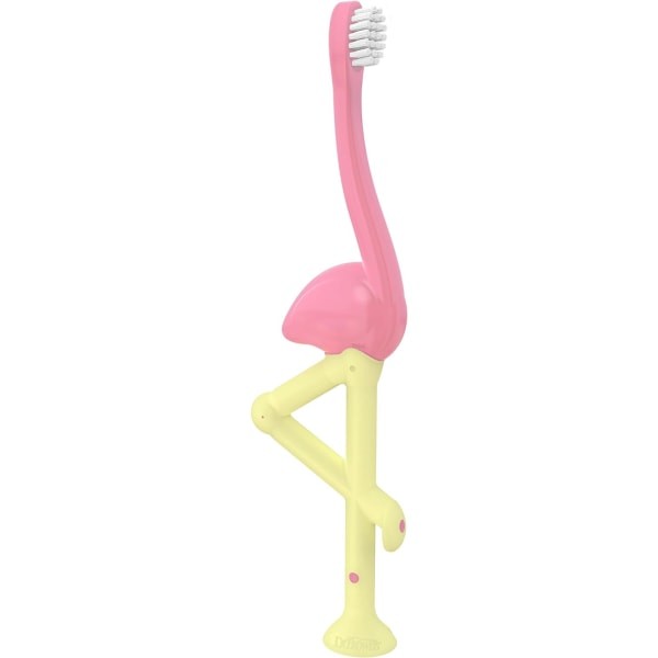 Baby Toothbrush, Flamingo, Pink/Yellow，Baby Milk Toothbrush Training