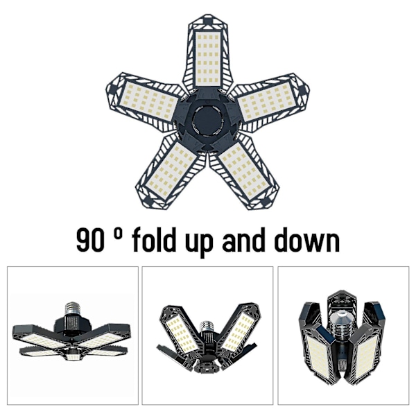 LED-garagelampor - minitaklampor med 5 justerbara paneler Deformerbar fläktlampa Celling 100-265v 1500lm 6500K E27/e26 för vind, källare röd