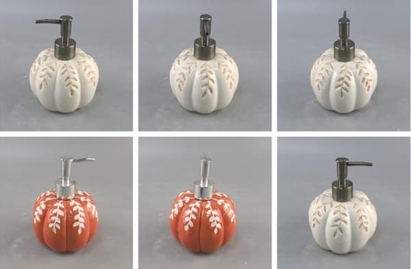 Græskarformet automatisk sæbedispenser, 460 ml keramisk Halloween-design med lækagesikkert design, græskarformet badeværelsessæbedispenser