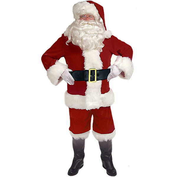 Tomte Kostym För Män Och Kvinnor - Tomte Kostym Set - Tomte Outfit För Vuxna - Män Och Kvinnor - Full Juldräkt 5 Delar (m)