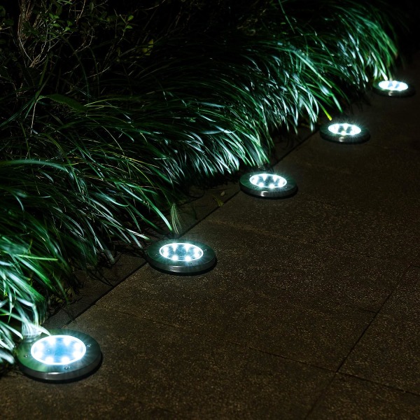 8-pakks Solcelled Jordlys, 8 LED-drevne Jordlys Hage Vanntette Utendørs Landskapslys for Sti, Patio, Dekk, Patio, Gangvei (Hvitt Lys)