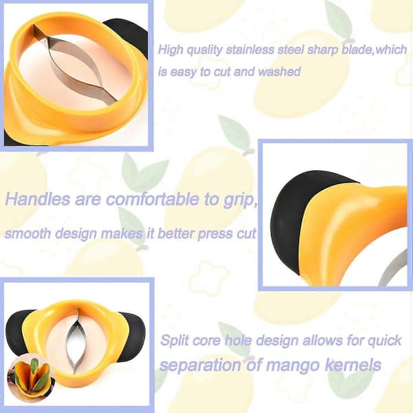 Mango Peeler, Mango Slicer, Peeler and Pitter Tool, Fruit Slicer, Fruit Cutter and Pitter, Non-Slip Ergonomic Silicone Handle