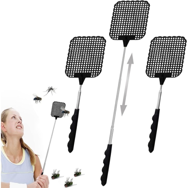 3 stk. Teleskopisk Flueplager, Hånd Flueplager, Solid Flueplager Til Fluer, Myg Og Insekter (3)