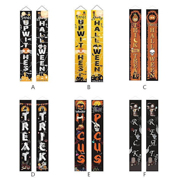Halloween-dekorasjoner for innendørs og utendørs - Hengende bannere, dørgardiner, parvise verser - Stil 5