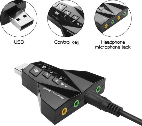 Eksternt USB-lydkort med 4 porter, ekstern lydkort-stereoadapter for Windows og Mac, Plug and Play, ingen drivere nødvendig, for PS5, PS4, USB-lyd