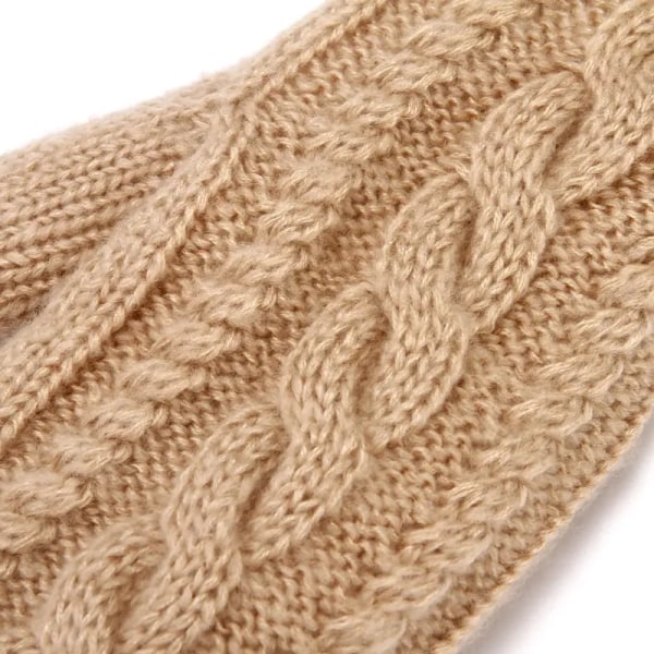 Vinterhansker for kvinner med varm fór - Koselige tykke votter i ullstrikk (Beige)