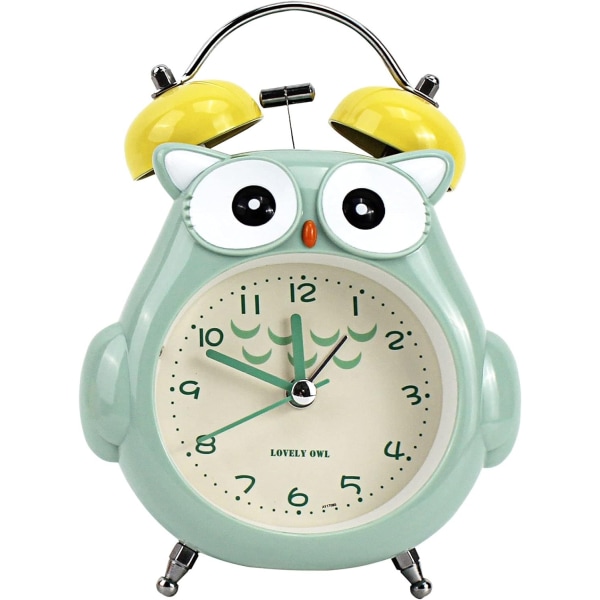 Kids Alarm Clock Cute Cartoon Owl Loud Bell Alarm Clock Non-Ticking Desk Clock with Night Light and students use night light